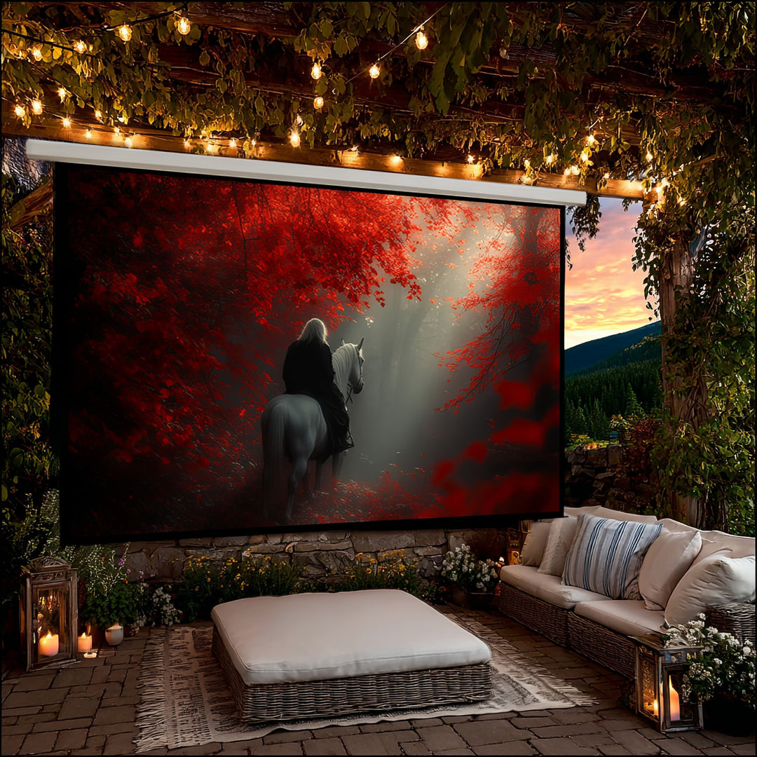 Maclean-Projektionsleinwand, elektrisch, Steuerung über Wandschalter und Fernbedienung, 135'', 300 x 168 cm, 16:9, MC-561