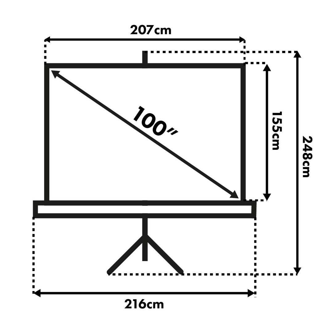 Maclean-Projektionsleinwand, Diagonale 100 Zoll, 200 x 150 cm, auf Stativ, Format 4:3, MC-595