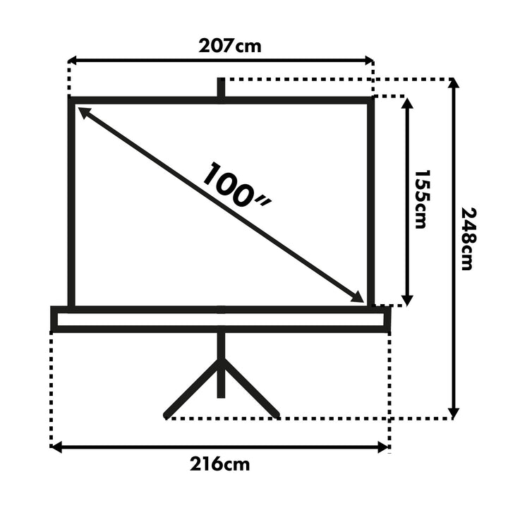 Maclean-Projektionsleinwand, Diagonale 100 Zoll, 200 x 150 cm, auf Stativ, Format 4:3, MC-595