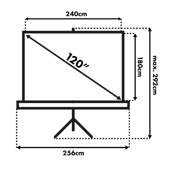 Maclean-Projektionswand, Diagonale 120 Zoll, 240 x 180 cm, auf Stativ, Format 4:3, MC-608