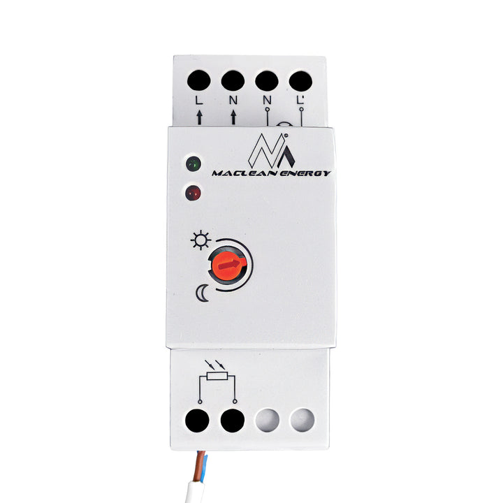 Maclean Dämmerungsschalter, DIN-Schiene, mit externem Fühler, 220-240V/AC, 50Hz, 20A, MCE83
