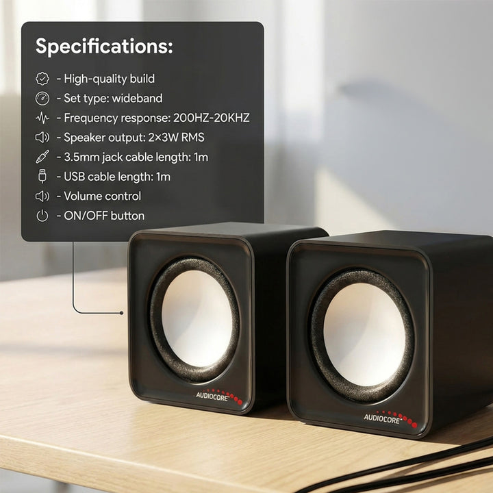 Audiocore AC870B Computer  PC- Lautsprecher  6W USB Set