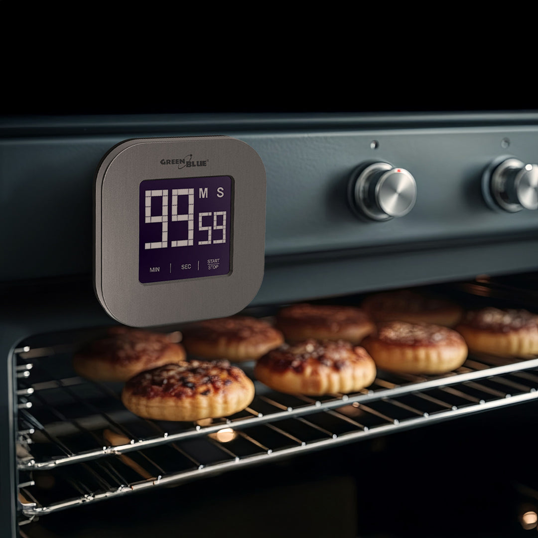 Digitaler Touchscreen Timer Countdown Stoppuhr Magnet Rückseite + Ständer GreenBlue