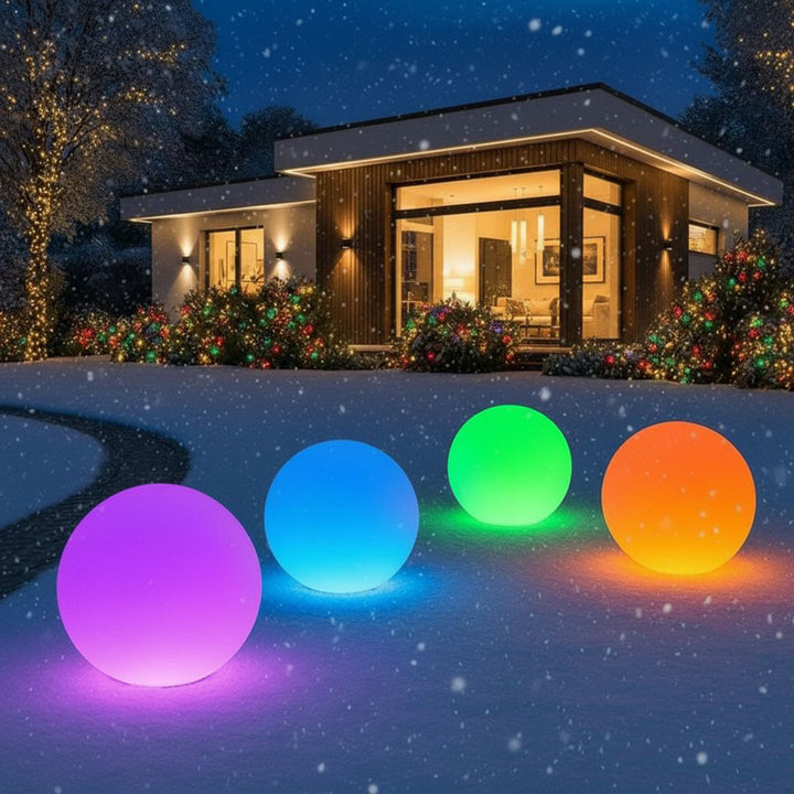 GreenBlue Solarlampe, freistehend, Garten, Kugel 25x25x58cm, RGB LED, GB165