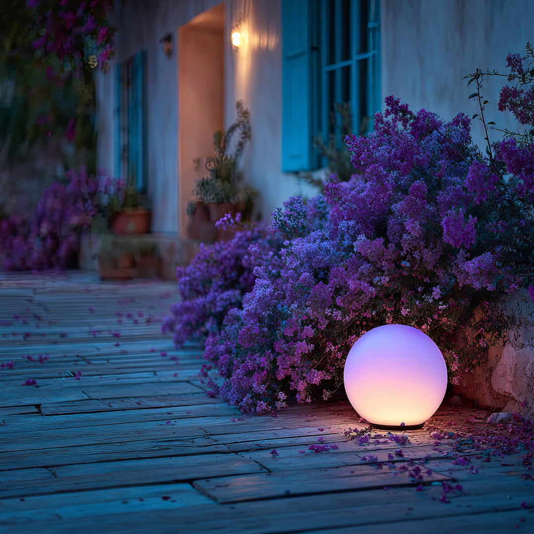GreenBlue Solarlampe, freistehend, Garten, Kugel 25x25x58cm, RGB LED, GB165