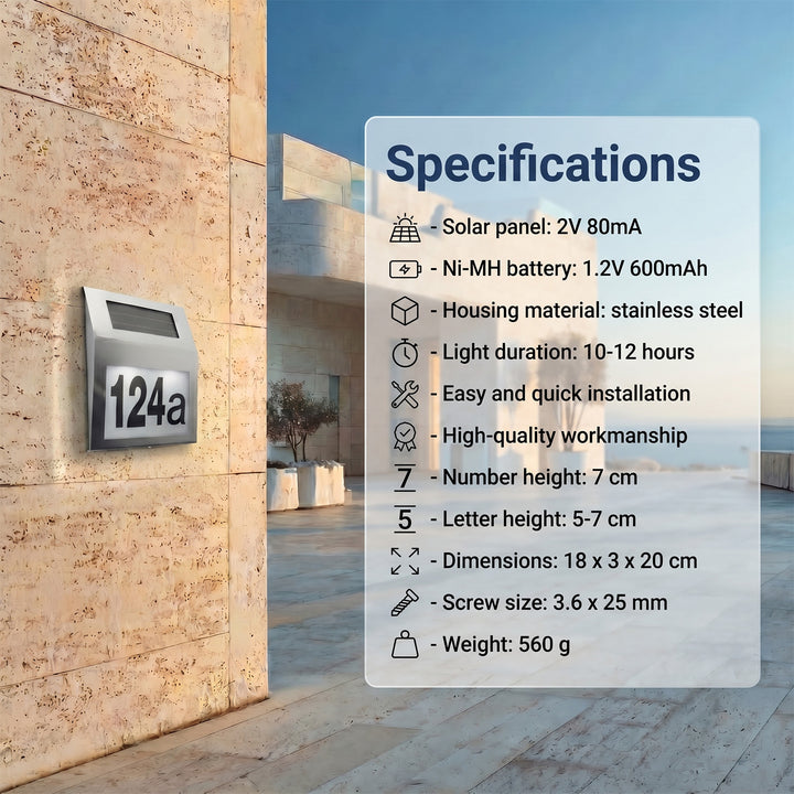 LED-Solar-Hausnummernleuchte Maclean Energy MCE172