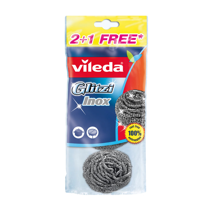 Vileda Glitzi Spirale INOX Edelstahl Scheuerschwamm 3 Stück