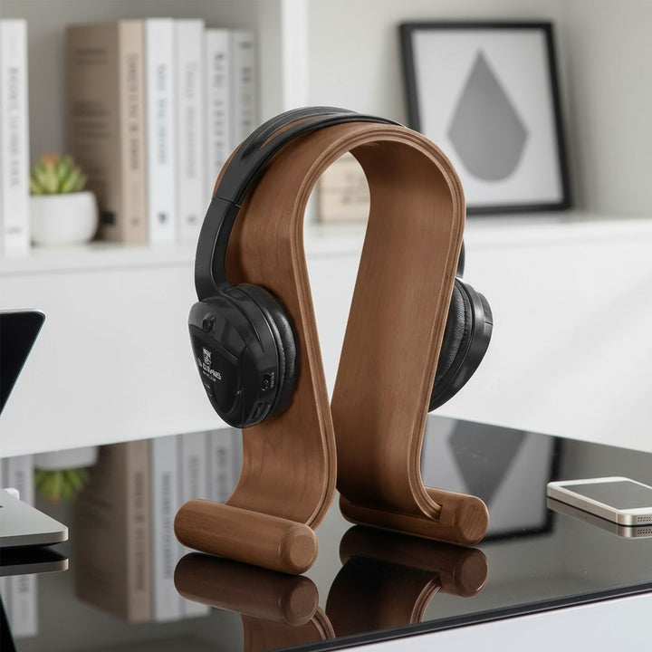 Universal Kopfhörerständer aus Holz Kopfhörerhalter Kopfhörer Ständer Halter Halterung Headset (Walnuss)