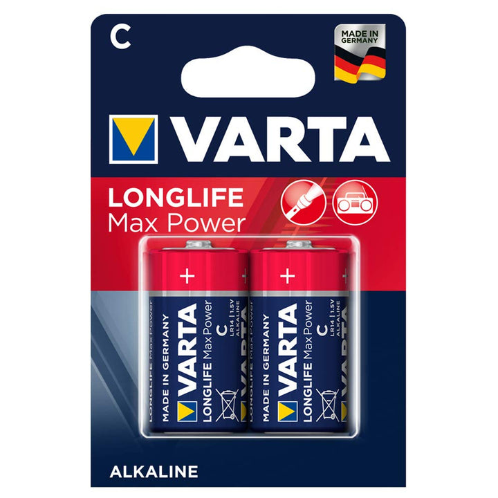 2x Varta Longlife Max Power R14 Alkaline Batterien