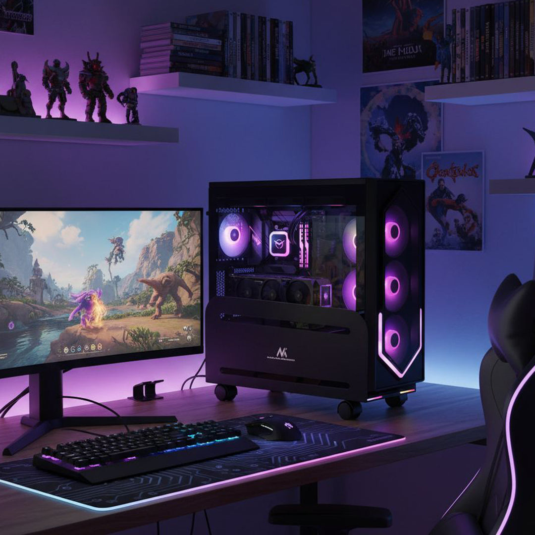 Universal Computer Ständer mit Rollen Mobiler CPU-Ständer Computerwagen bis 10kg Rollwagen PC Desktop