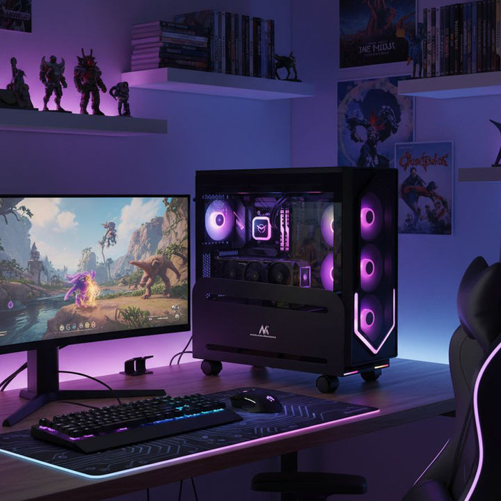 Universal Computer Ständer mit Rollen Mobiler CPU-Ständer Computerwagen bis 10kg Rollwagen PC Desktop