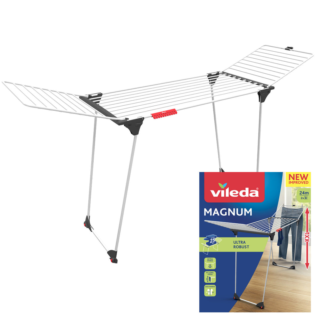 Vileda Magnum Standwäscheständer, Trockenfläche 24 m XXL-Stahlseile