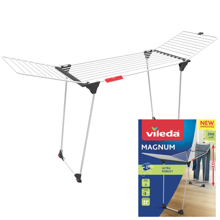Vileda Magnum Standwäscheständer, Trockenfläche 24 m XXL-Stahlseile