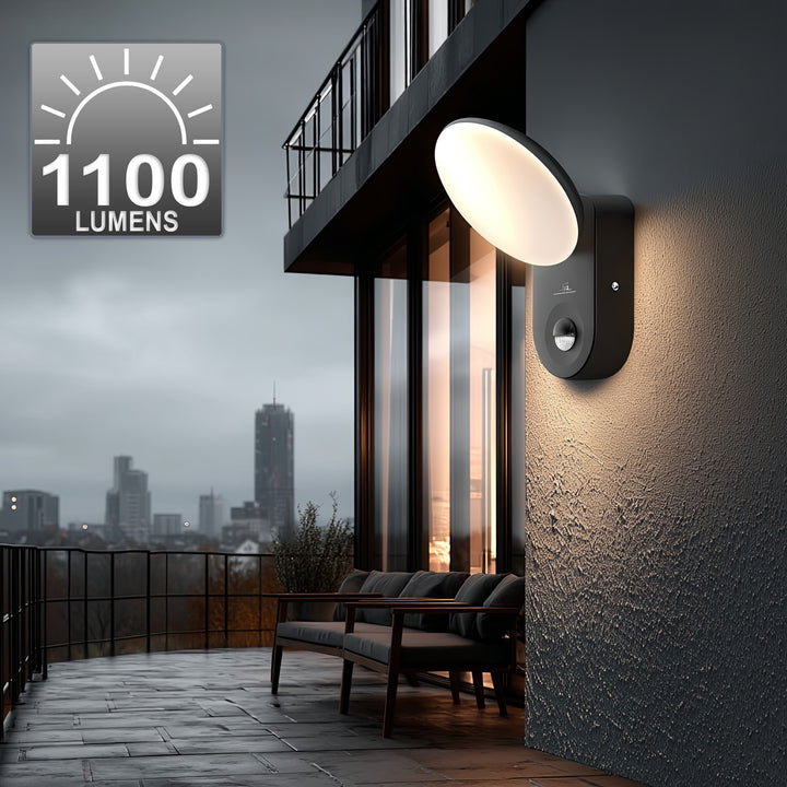 LED Wandlampe mit PIR Bewegungssensor Dämmerungssensor Außenwandleuchte Wandleuchte Innen-/ Außenbeleuchtung IP65 4000K Neutralweiß (15W (1100lm))