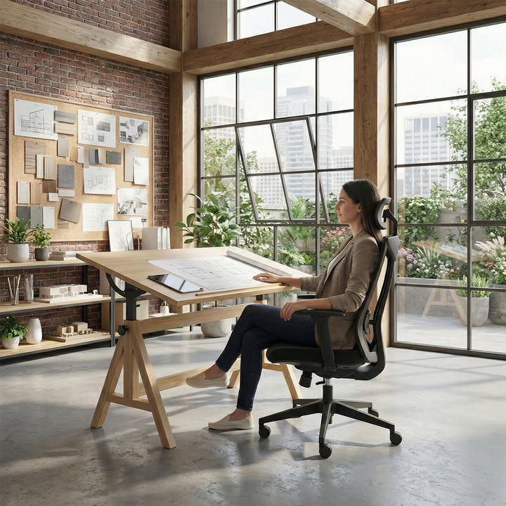 Ergonomischer Bürostuhl mit Rädern und Lordosenstütze Drehstuhl Höheverstellbar Neigungsfunktion der Rückenlehne Schreibtischstuhl bis 150kg Belastbar