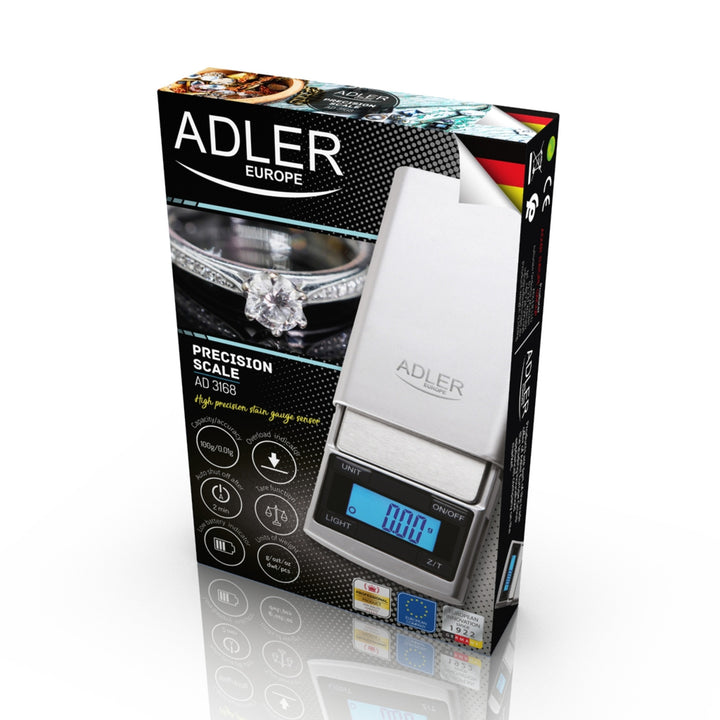 Präzisionswaage Adler, LCD-Anzeige, bis zu 100g, AD 3168