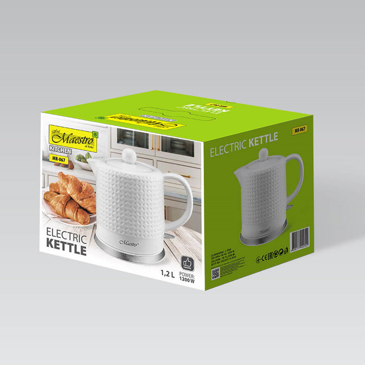 Keramikkessel mit einer Kapazität von 1,2 l und einer Leistung von 1200 W.