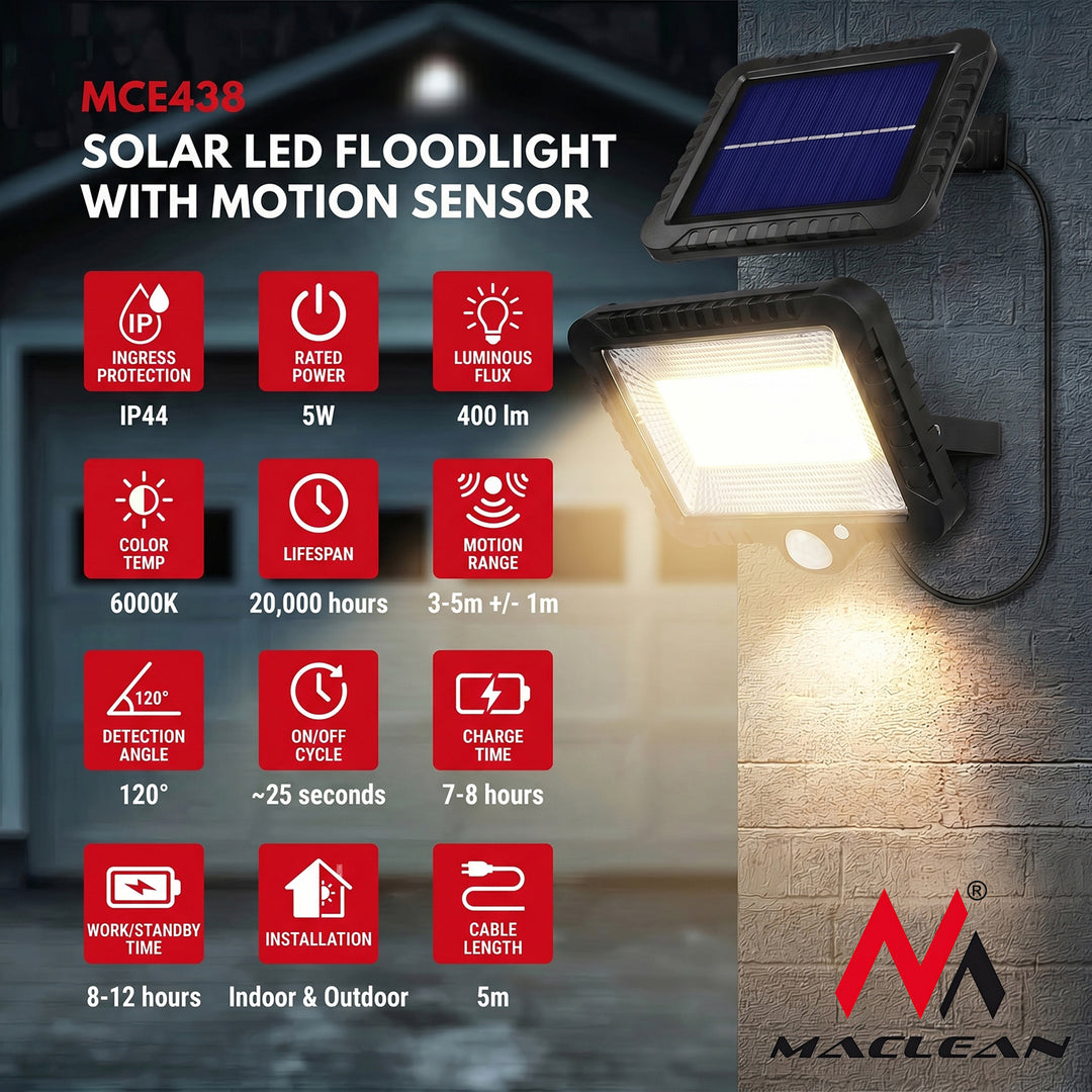 Maclean MCE438 LED Strahler mit Bewegungssensor und Dämmerungssensor