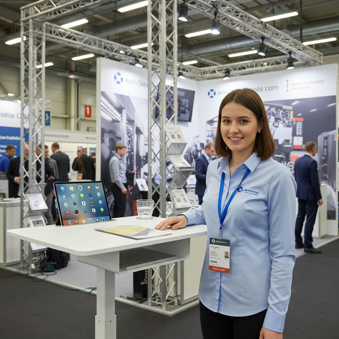 Höhenverstellbarer Laptoptisch mit Rollen und mit Einer Schublade Sitz-steh-Schreibtisch Höhenverstellbar bis max. 113cm max. 8kg (Weiß)
