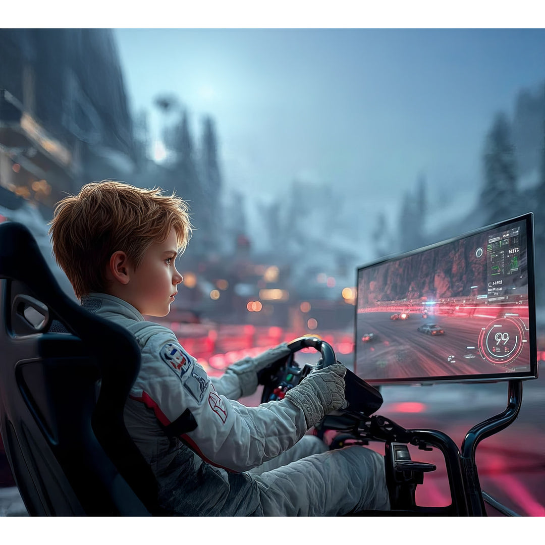 Rennsimulator Cockpit 3 in 1 Spielsitz bis 130kg Schalthebelhalterung Lenkradständer TV-Halterung bis 50" Max. Vesa 400x200 …