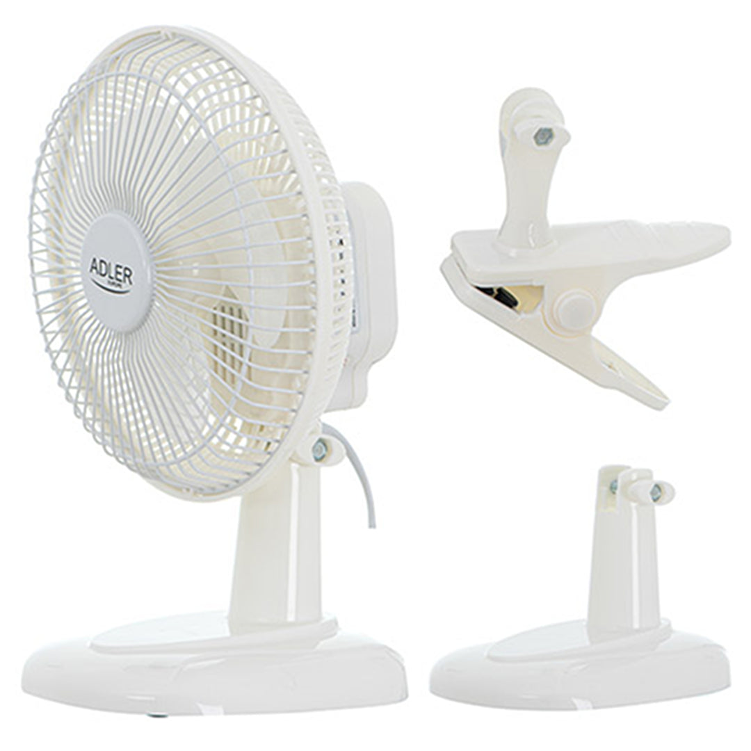 Adler Tischventilator, Clip und Sockel, Durchmesser 15 cm, max. Leistung 30W, AD7317