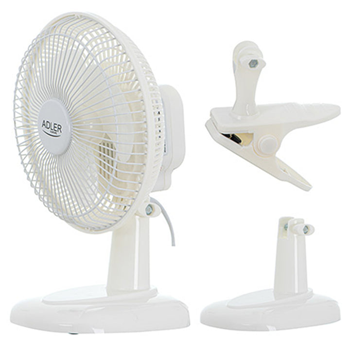 Adler Tischventilator, Clip und Sockel, Durchmesser 15 cm, max. Leistung 30W, AD7317