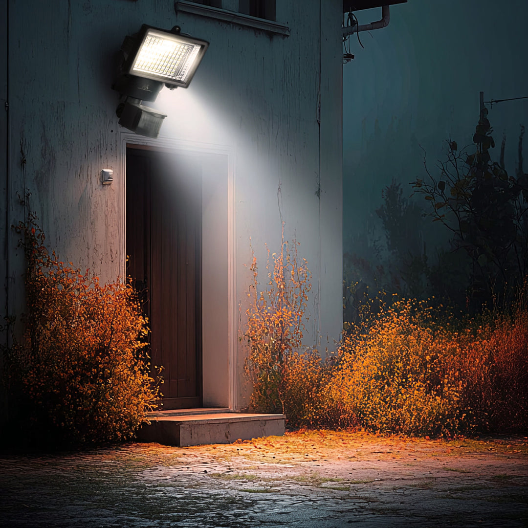 Solarlampen LED Strahler mit Bewegungssensor Flutlichtstrahler Solar Wandleuchte Dämmerungssensor Solarleuchte IP44 6W 360 Lumen 6000K