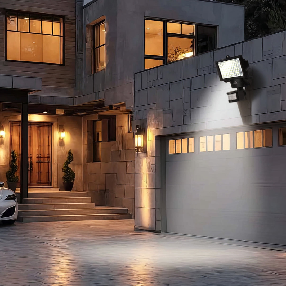 Solarlampen LED Strahler mit Bewegungssensor Flutlichtstrahler Solar Wandleuchte Dämmerungssensor Solarleuchte IP44 6W 360 Lumen 6000K