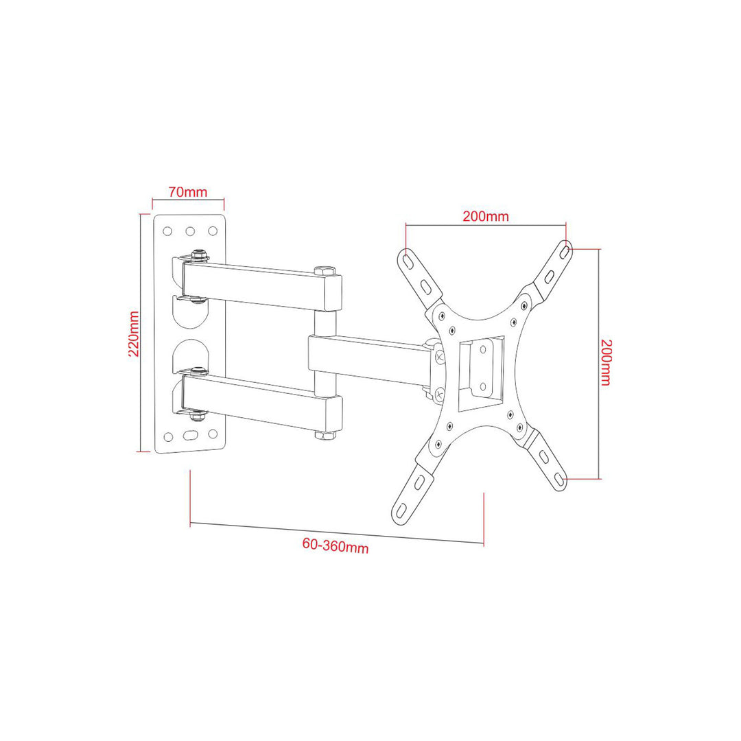 ART TV-Halterung, 17-42'', 25kg, schwarz, VESA 200x200, AR-57A