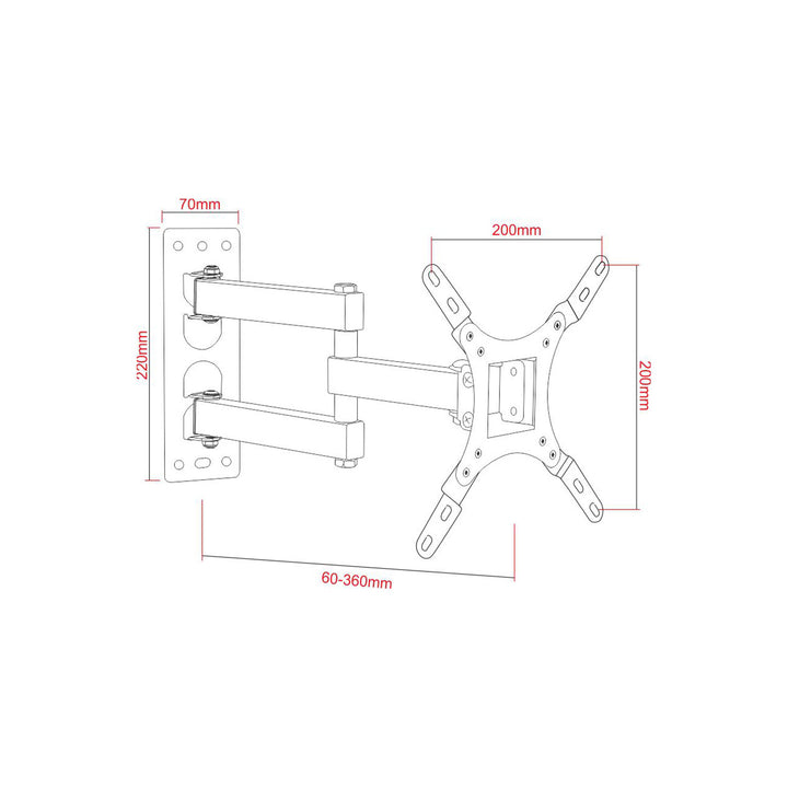 ART TV-Halterung, 17-42'', 25kg, schwarz, VESA 200x200, AR-57A