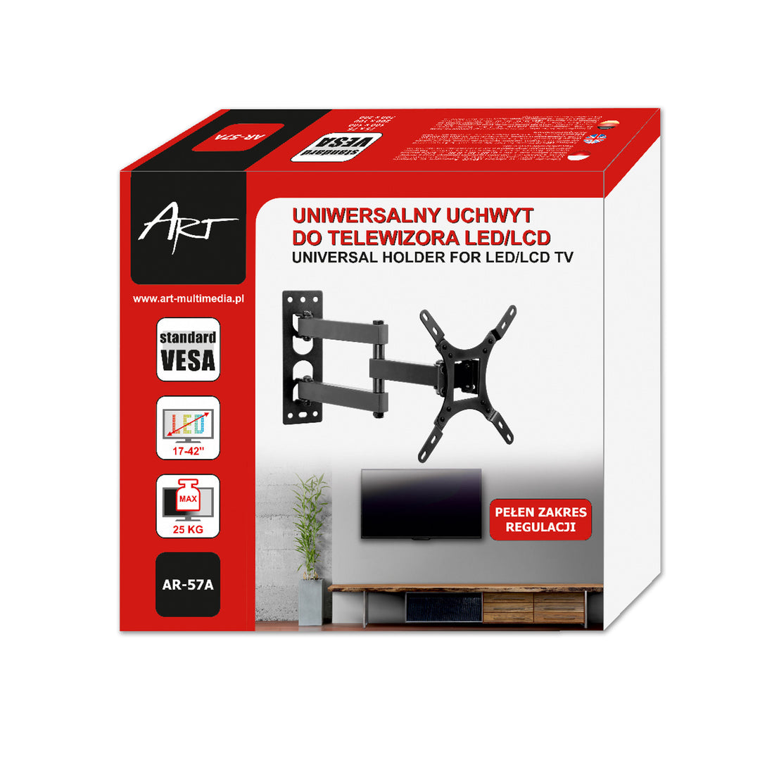 ART TV-Halterung, 17-42'', 25kg, schwarz, VESA 200x200, AR-57A