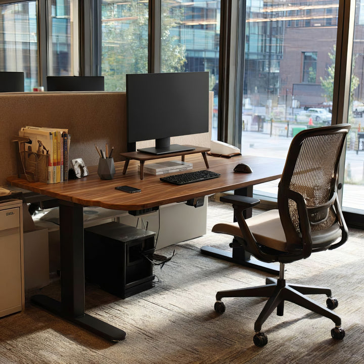 Holzständer für Monitor / Laptop Maclean, (500x240x120mm), schwarz nussbaumfarben, max. 20kg, MC-930