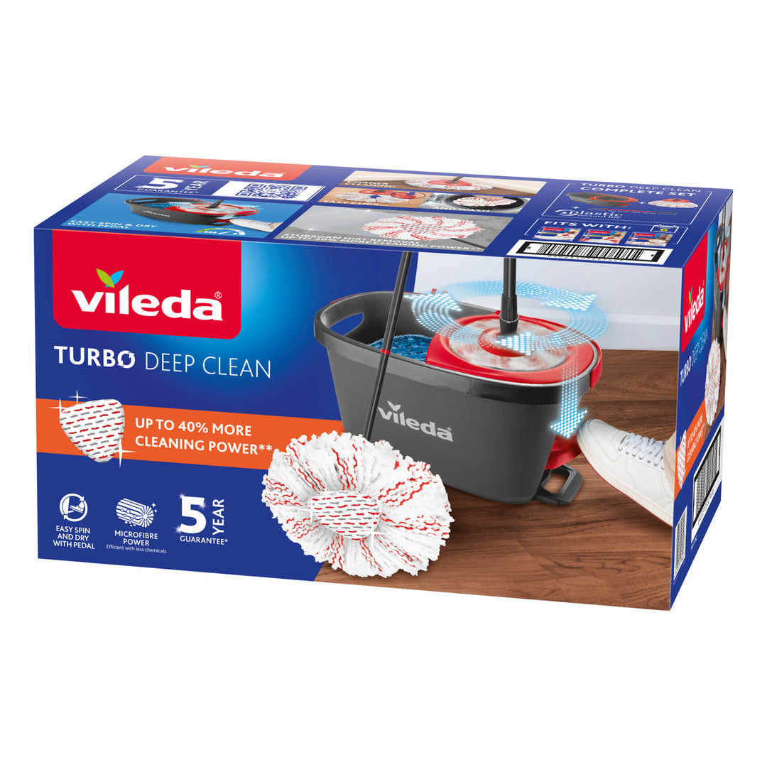 Vileda Turbo Deep Clean Wischset mit Stiel und Eimer
