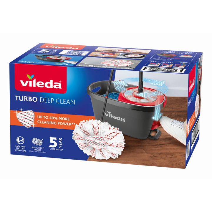 Vileda Turbo Deep Clean Wischset mit Stiel und Eimer