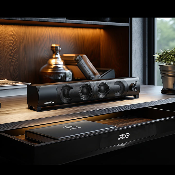 2 in 1 2.0 PC-Lautsprecher mit Soundbar Funktion RGB-Hintergrundbeleuchtung Stereo-Lautsprecher 2x3W RMS AUX 3,5 mm USB-Stromversorgung
