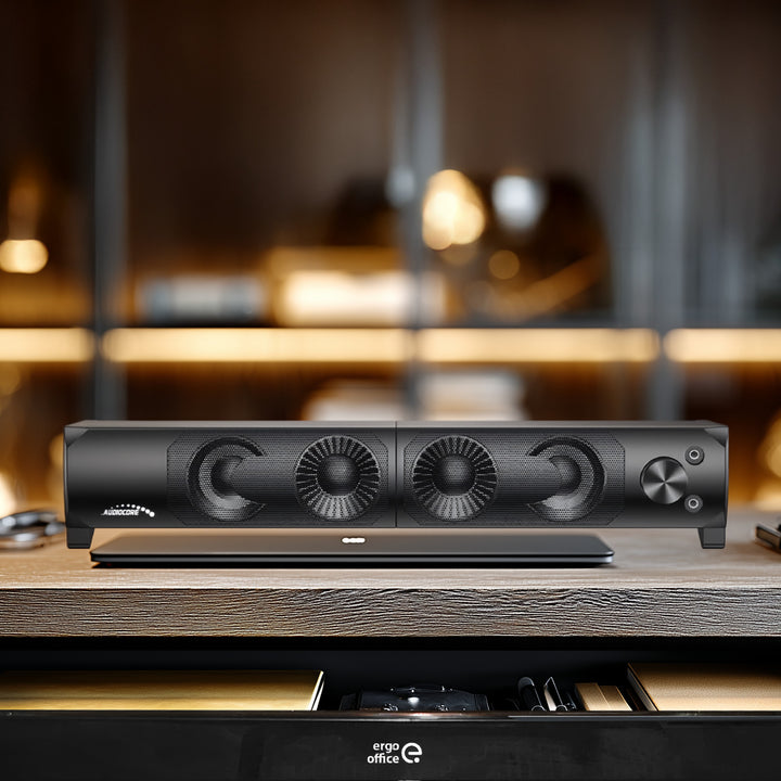 2 in 1 2.0 PC-Lautsprecher mit Soundbar Funktion RGB-Hintergrundbeleuchtung Stereo-Lautsprecher 2x3W RMS AUX 3,5 mm USB-Stromversorgung
