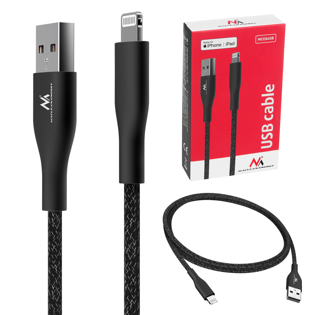 USB-A-auf-Kabel MFi-zertifiziertes Ladekabel Datenübertragungskabel Kompatibel mit iPhone/iPod/iPad 5V/2.4A Fast Charge