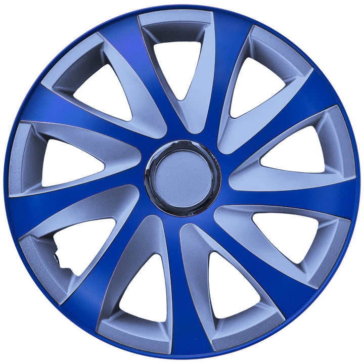 Radkappen Radzierblenden Radblenden - 4 Stück Komplettset - NRM Drift Extra - Silber & Blau - 16" Zoll
