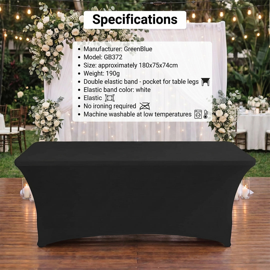 Tischdecke Catering Tischabdeckung Spandex Schwarz GreenBlue 180x75x74cm GB372