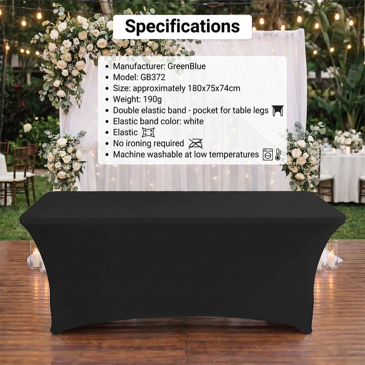 Tischdecke Catering Tischabdeckung Spandex Schwarz GreenBlue 180x75x74cm GB372