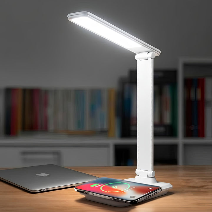 Dimmbare LED Schreibtischlampe Schreibtischleuchte Tischlampe 9W mit Induktion Qi-Ladegerät