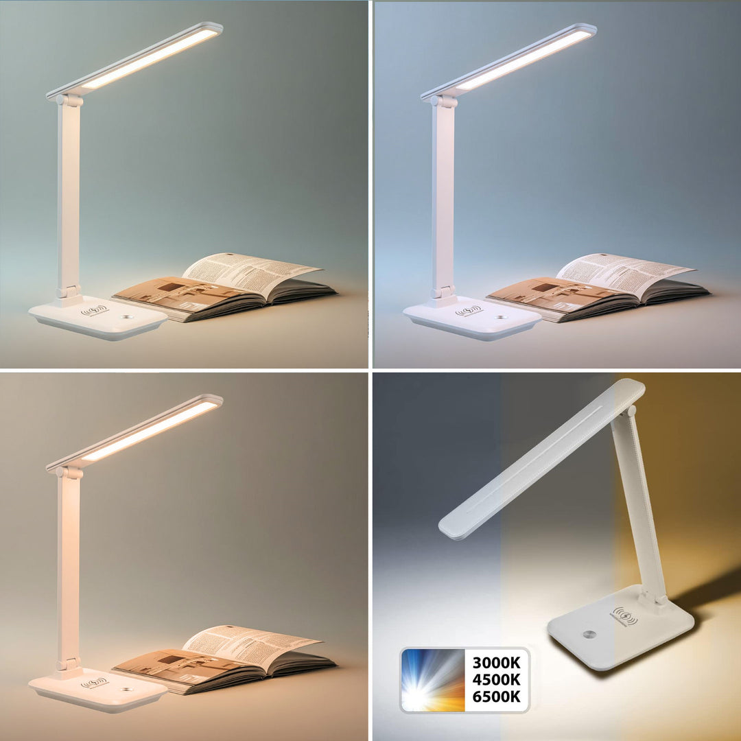 Dimmbare LED Schreibtischlampe Schreibtischleuchte Tischlampe 9W mit Induktion Qi-Ladegerät