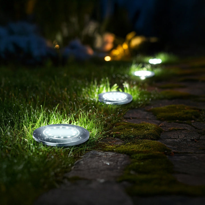 Maclean MCE318 LED Solar Bodenleuchten mit Erdspieß 12 LED SMD Neutralweiß 4000K 0,7W Solarlampe für Außen Wegeleuchte Gartenleuchten IP44 (1x Stück)