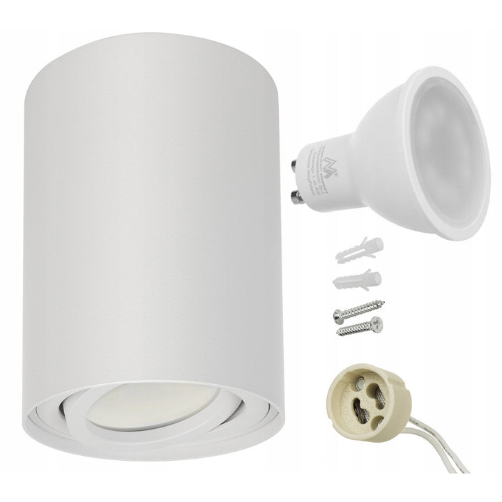 Maclean Runde Plafond Weiß MCE422 + LED-Lampe GU10 5W 4000K