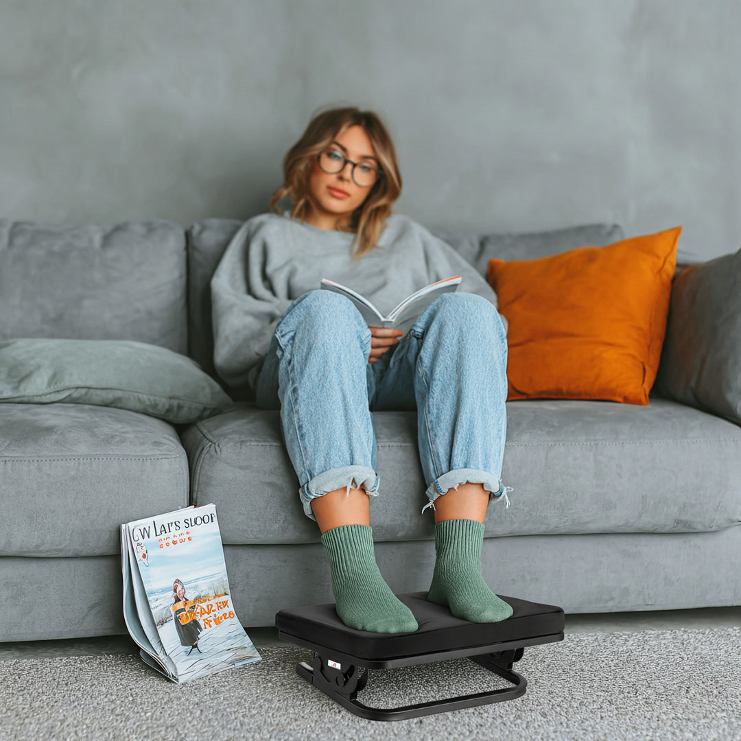 Ergonomische Fußstütze mit Abnehmbarem Kissen und verstellbarem Neigungswinkel von +20 bis -20° Schreibtisch Fußauflage Fußbank für Büro und Zuhause 400x300mm