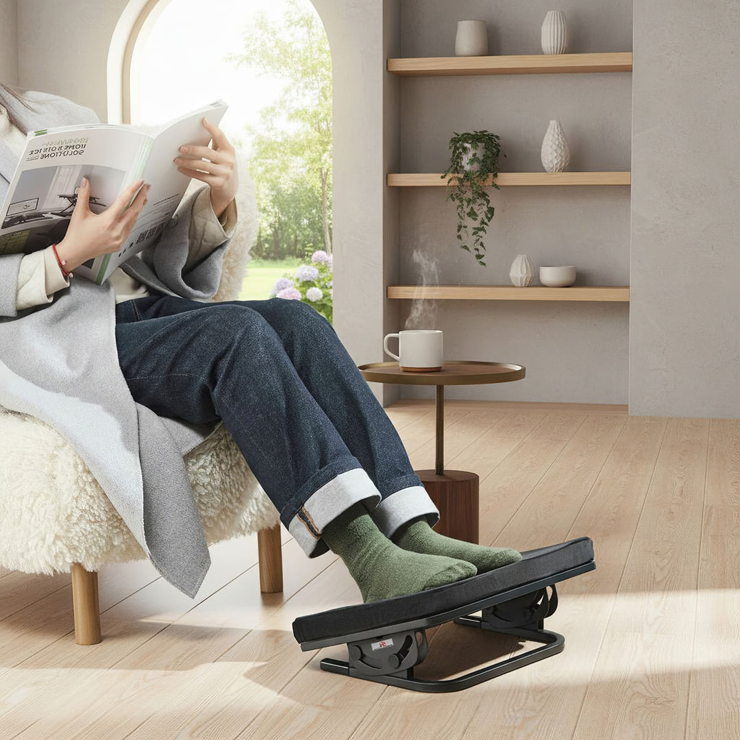 Ergonomische Fußstütze mit Abnehmbarem Kissen und verstellbarem Neigungswinkel von +20 bis -20° Schreibtisch Fußauflage Fußbank für Büro und Zuhause 400x300mm