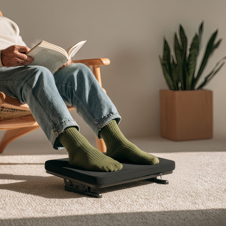 Ergonomische Fußstütze mit Abnehmbarem Kissen und verstellbarem Neigungswinkel von +20 bis -20° Schreibtisch Fußauflage Fußbank für Büro und Zuhause 400x300mm