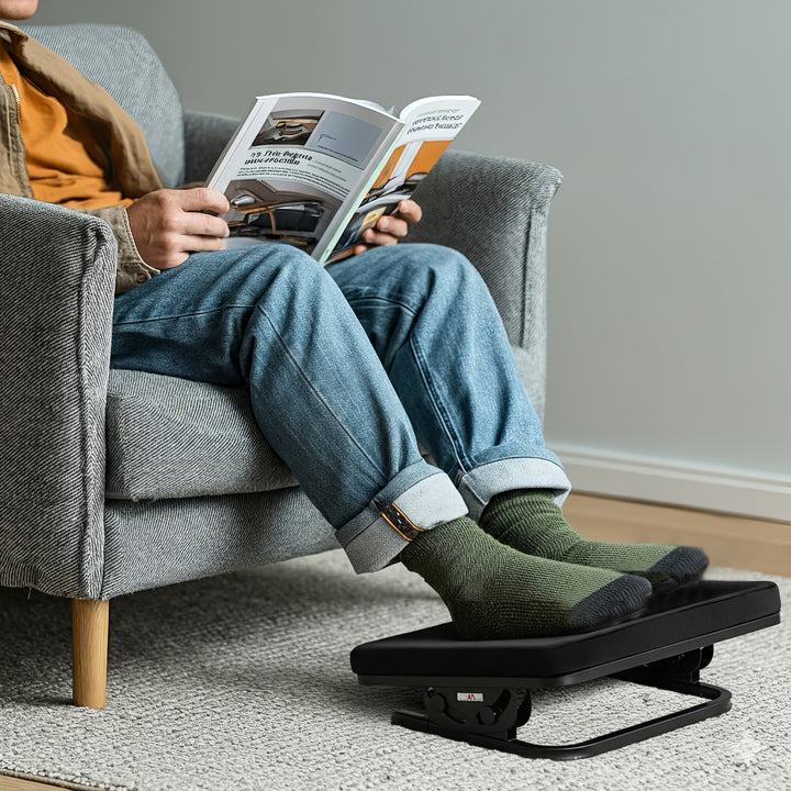 Ergonomische Fußstütze mit Abnehmbarem Kissen und verstellbarem Neigungswinkel von +20 bis -20° Schreibtisch Fußauflage Fußbank für Büro und Zuhause 400x300mm