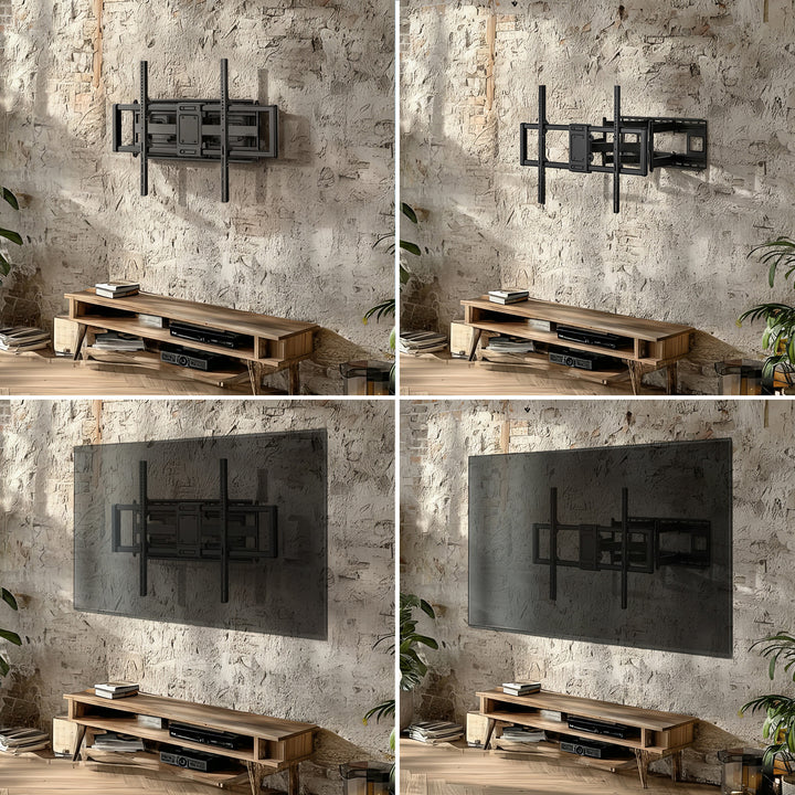TV Wandhalterung für 60-120" Flach & Curved Fernseher bis zu 120kg Max. VESA 900x600 Schwenkbar, Neigbar und Drehbar, Universal TV Halterung