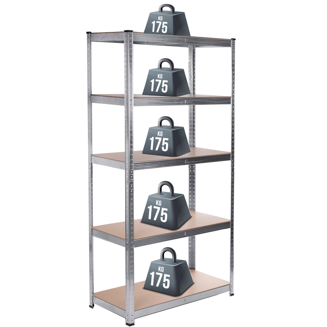 Green Blue GB378 Lagerregal aus Metall mit 5 Höhenverstellbaren Regalböden 175 kg Tragkraft per Regalböden 180x90x40cm Steckregal Verzinkt Klappbar Kellerregal Werkstattregal